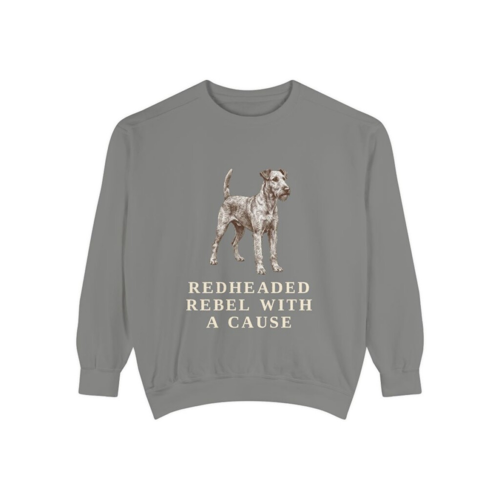 Irish Terrier Humor Sweatshirt, Grey, front view