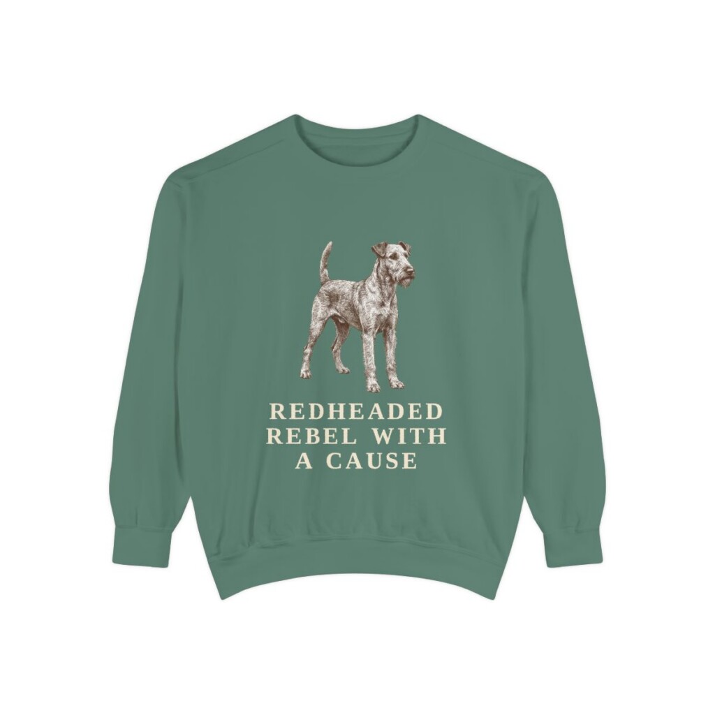 Irish Terrier Humor Sweatshirt, Light Green, front view