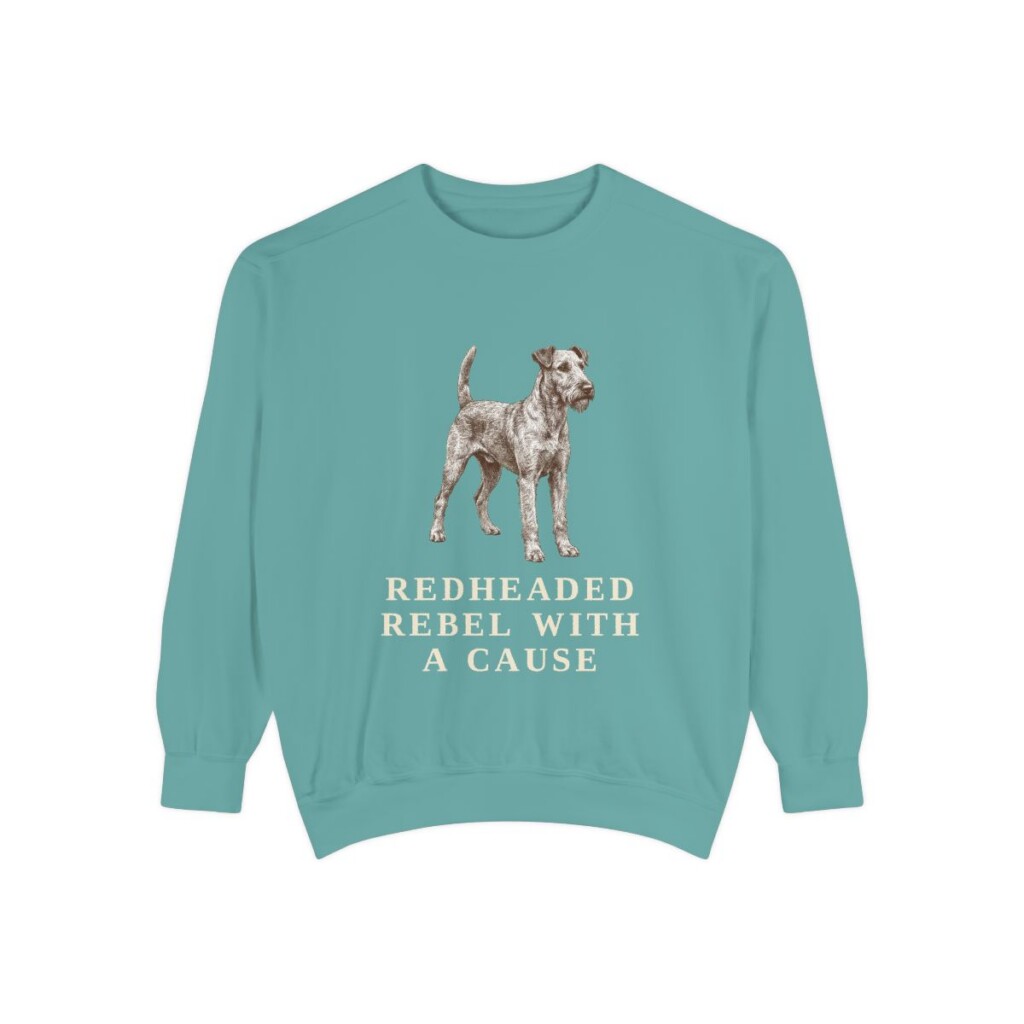 Irish Terrier Humor Sweatshirt, Seafoam, front view