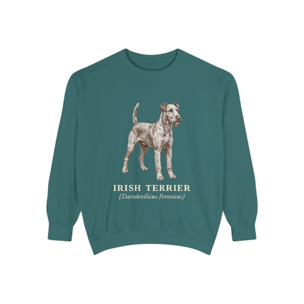 Irish Terrier Latin Sweatshirt, Blue Spruce, front view