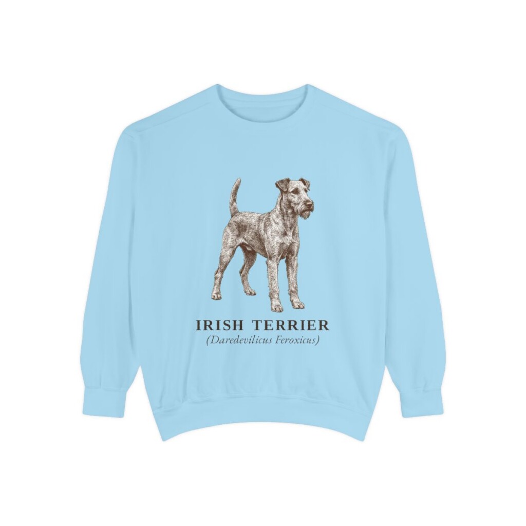 Irish Terrier Latin Sweatshirt, Chambray, front view