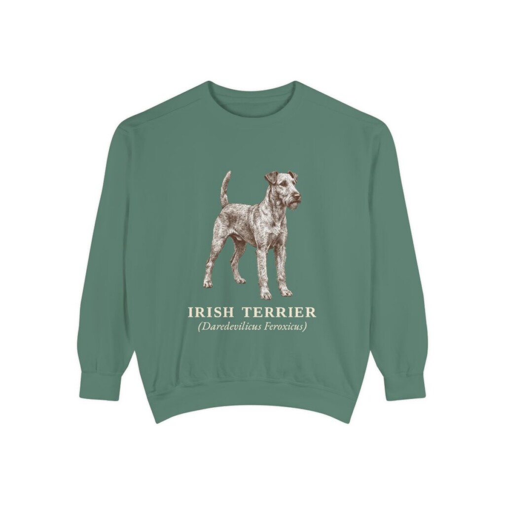 Irish Terrier Latin Sweatshirt, Light Green, front view
