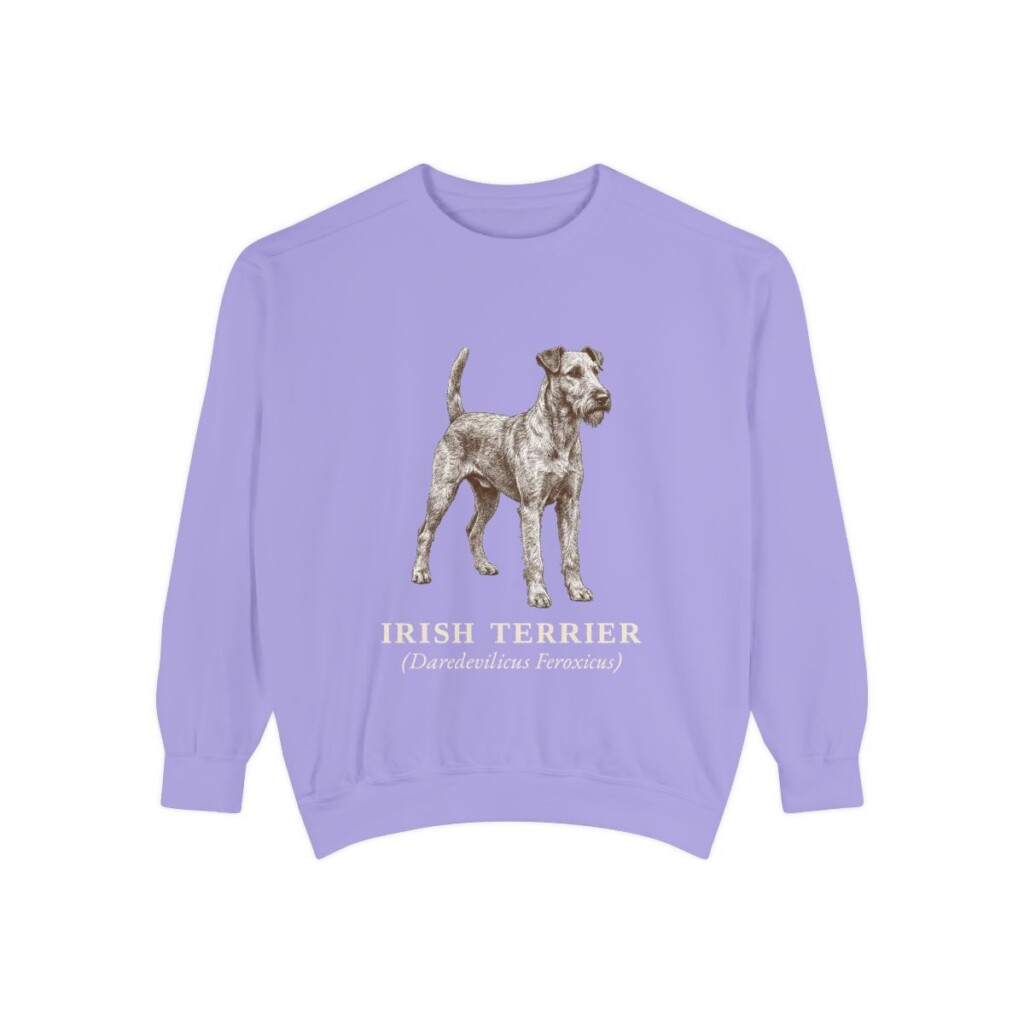 Irish Terrier Latin Sweatshirt, Violet, front view
