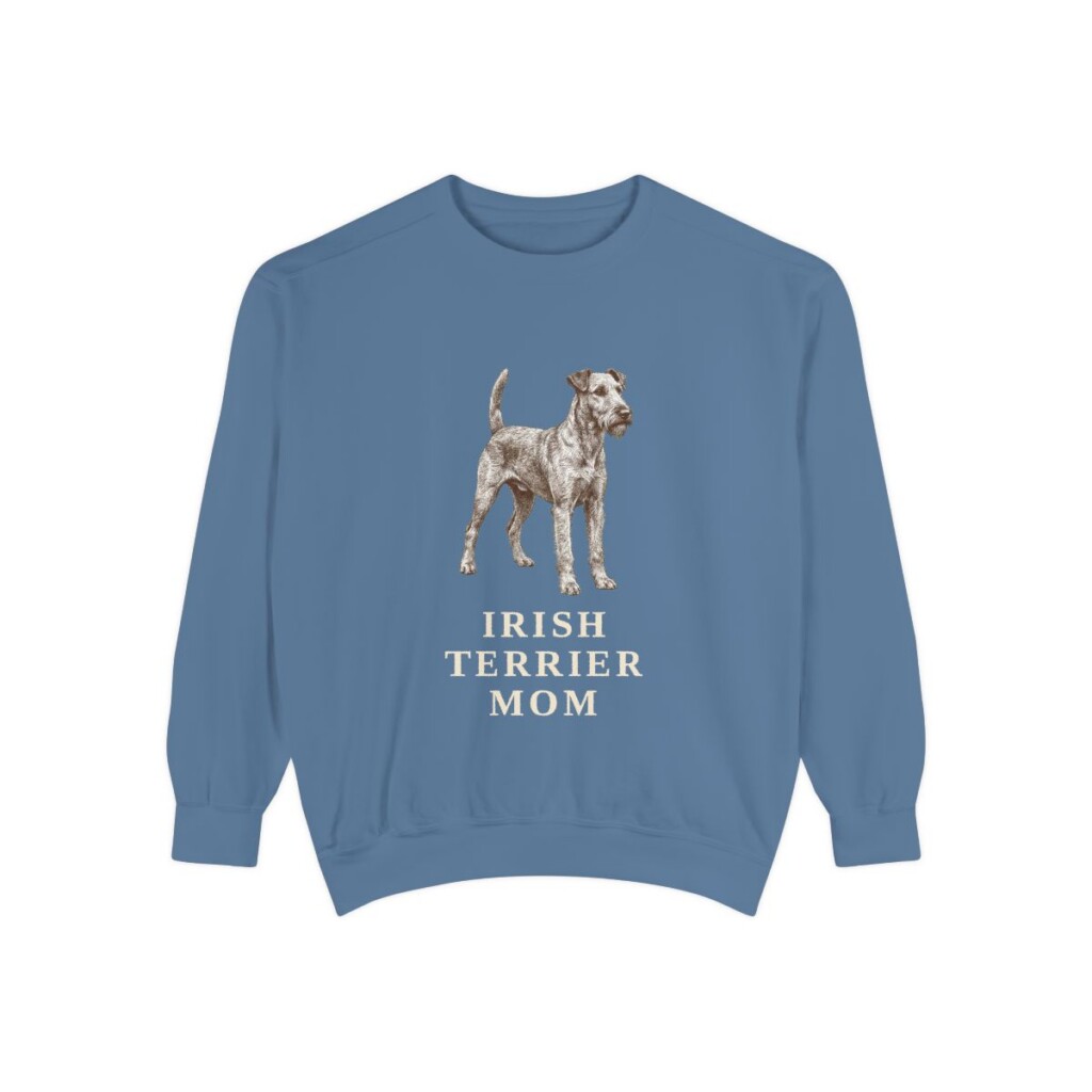 Irish Terrier Mom Sweatshirt, Blue Jean, front view