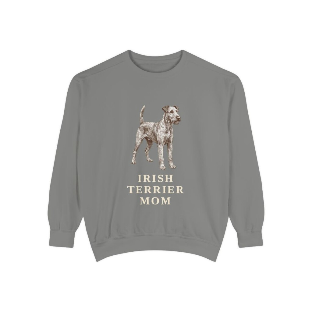 Irish Terrier Mom Sweatshirt, Grey, front view