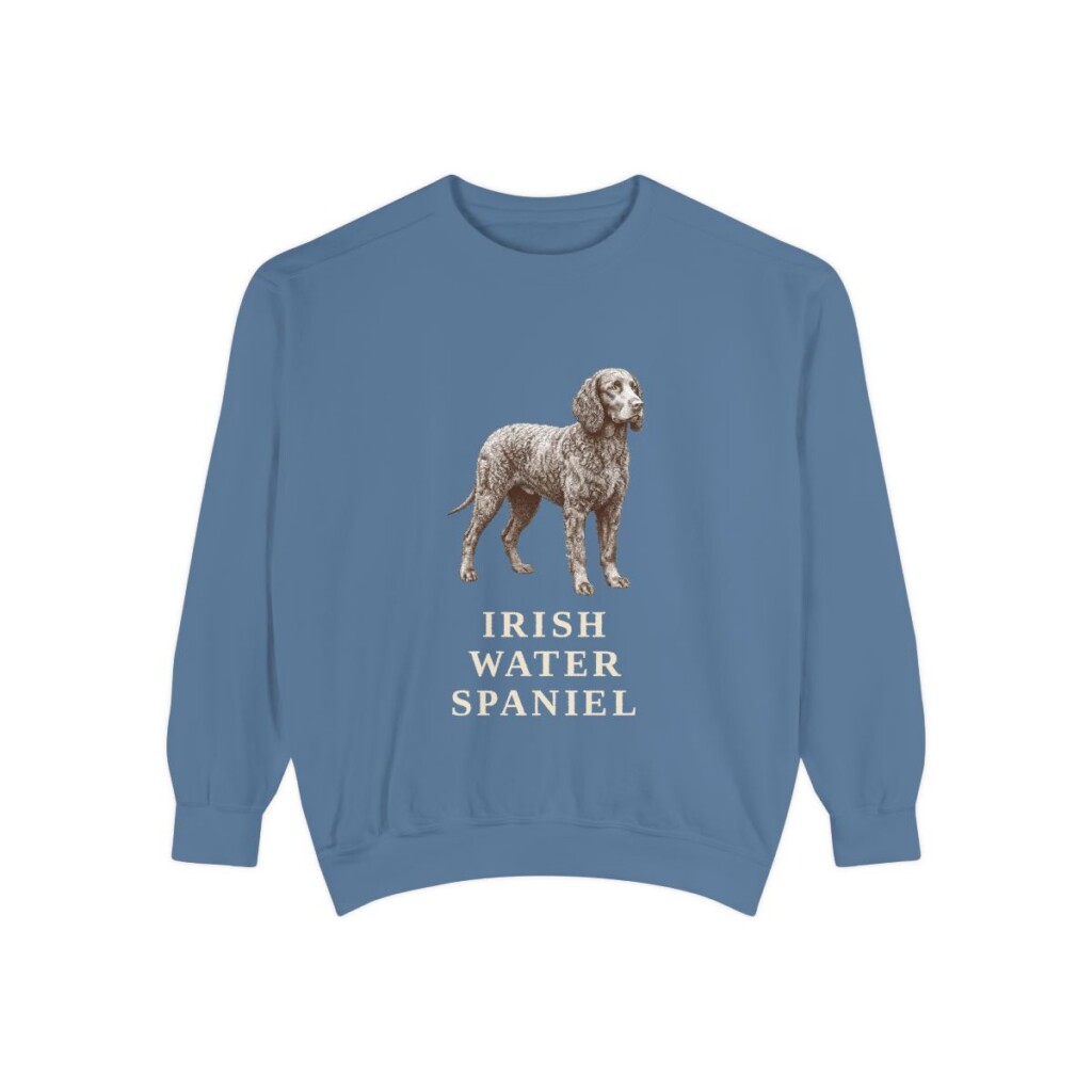 Irish Water Spaniel Sweatshirt, Blue Jean, front view