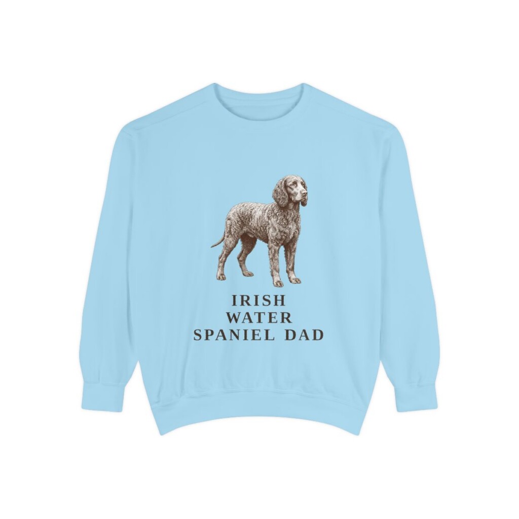 Irish Water Spaniel Dad Sweatshirt, Chambray, front view