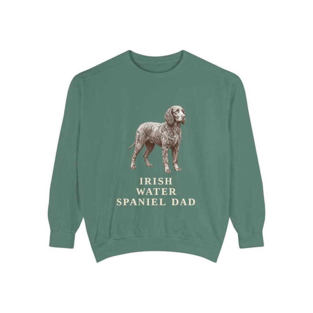 Irish Water Spaniel Dad Sweatshirt, Light Green, front view