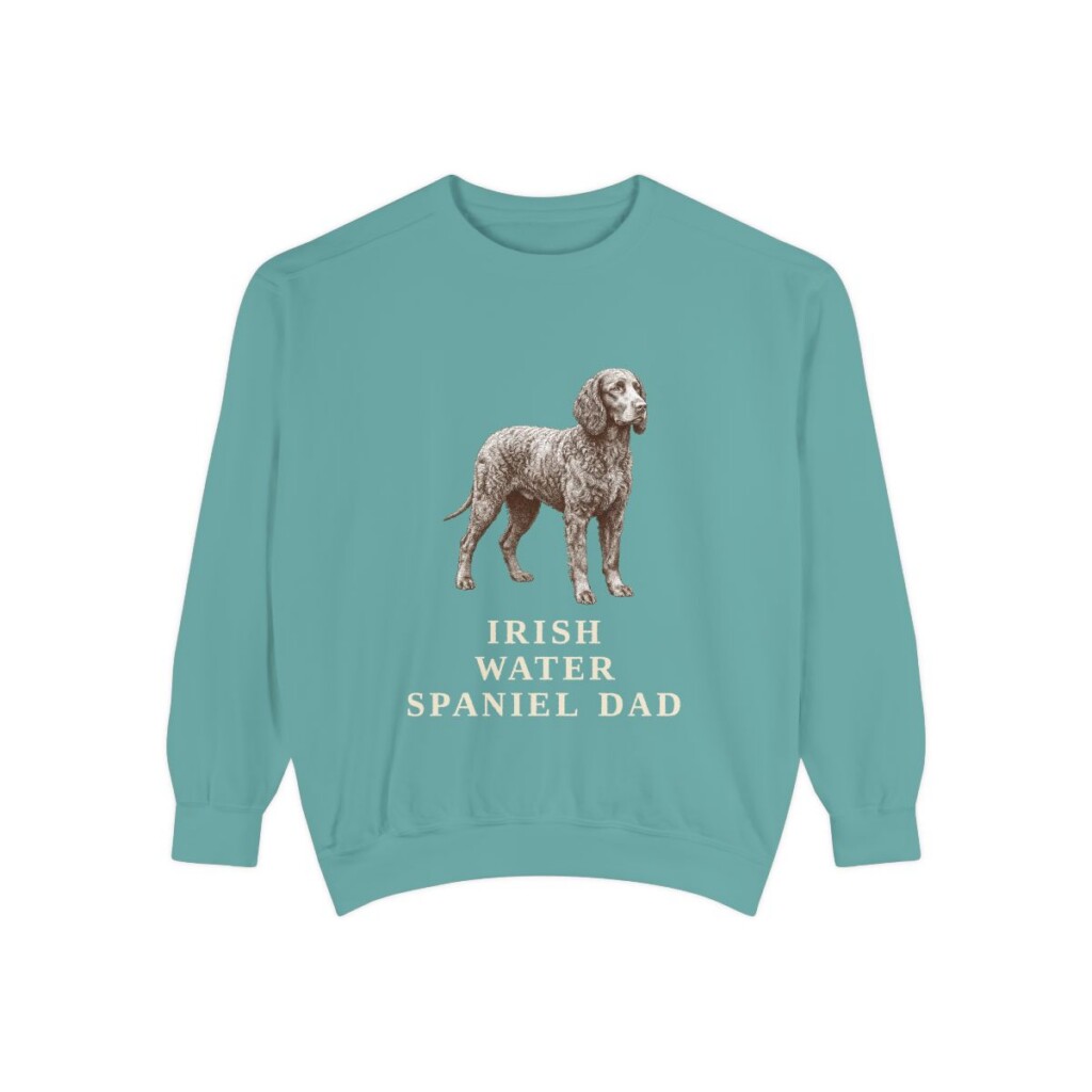 Irish Water Spaniel Dad Sweatshirt, Seafoam, front view