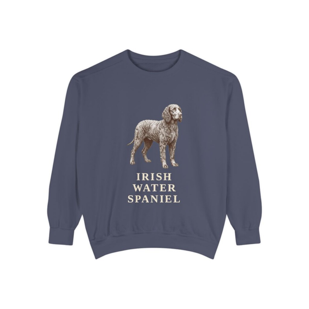 Irish Water Spaniel Sweatshirt, Denim, front view