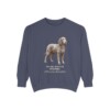 Irish Water Spaniel Latin Sweatshirt, Denim, front view