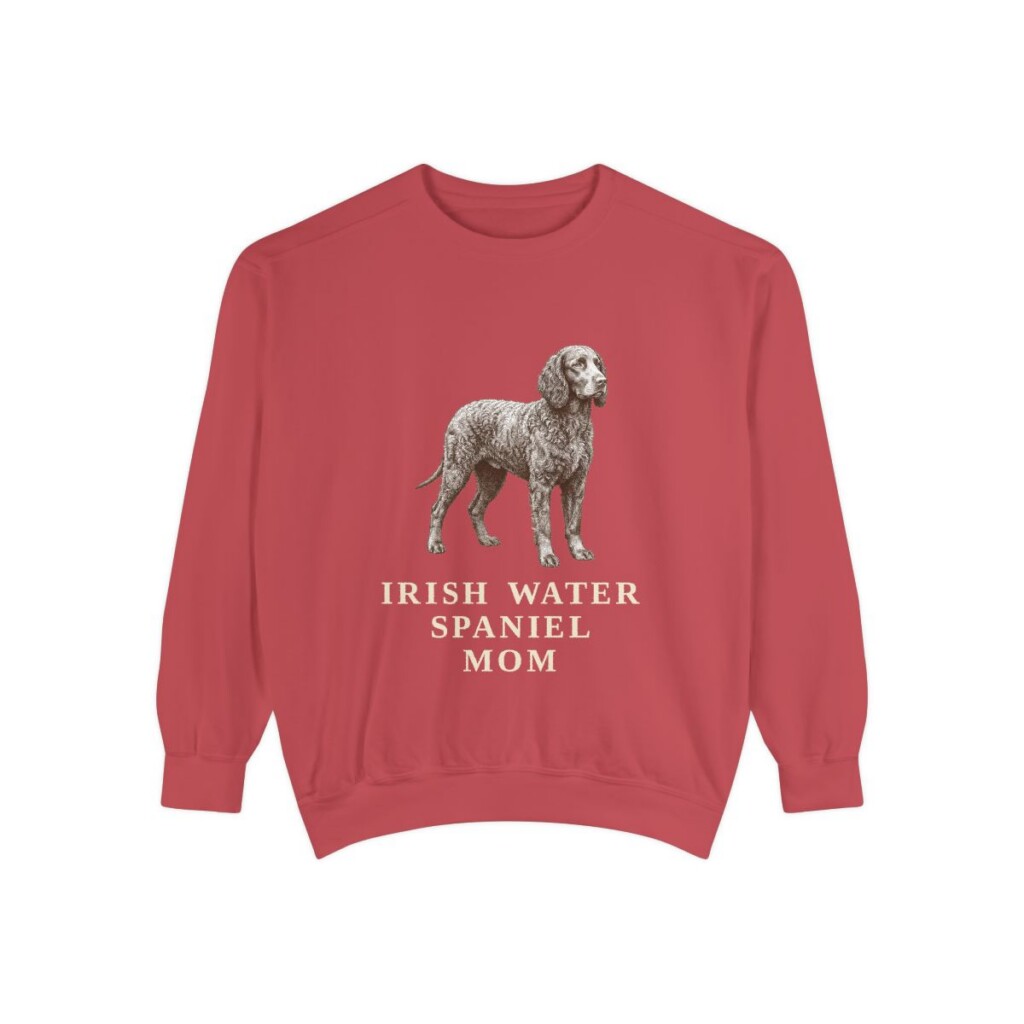 Irish Water Spaniel Mom Sweatshirt, Crimson, front view
