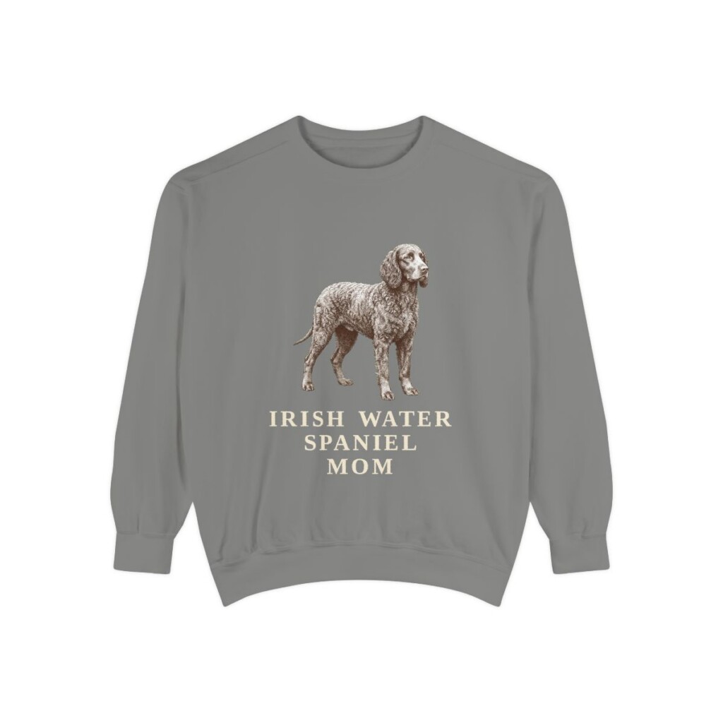 Irish Water Spaniel Mom Sweatshirt, Grey, front view