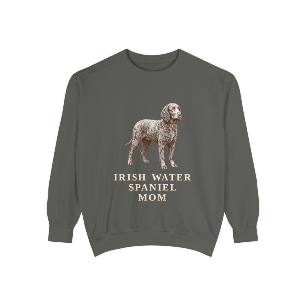 Irish Water Spaniel Mom Sweatshirt, Pepper, front view