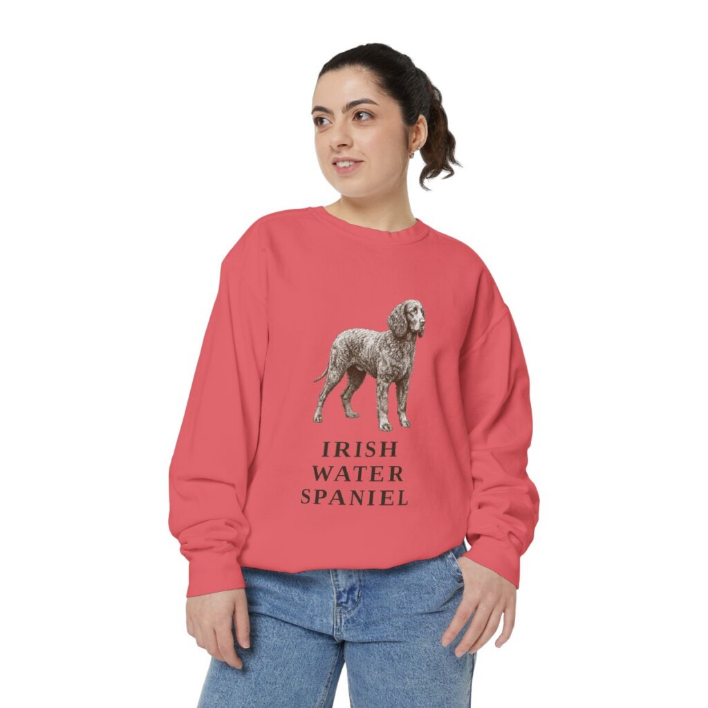 Irish Water Spaniel Sweatshirt, Watermelon, person 2 front