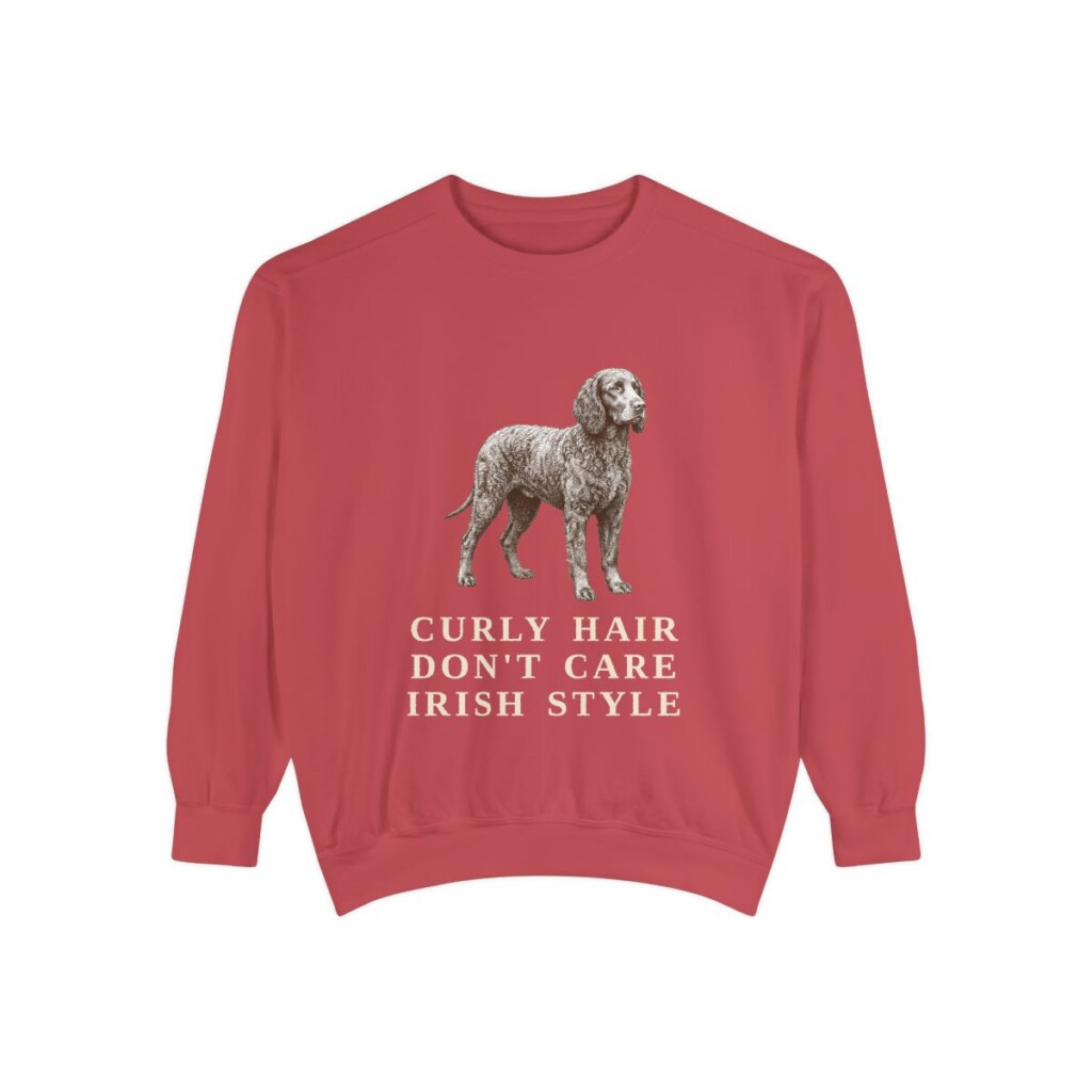 Irish Water Spaniel Humor Sweatshirt, Crimson, front view