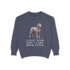 Irish Water Spaniel Humor Sweatshirt, Denim, front view