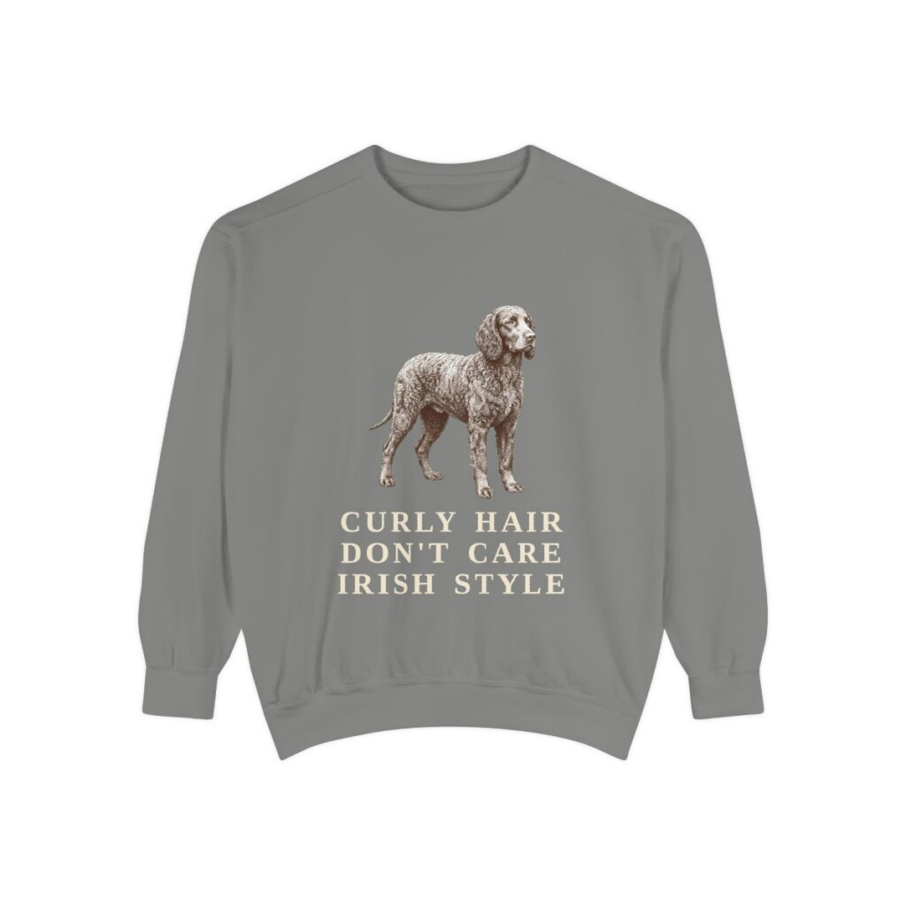 Irish Water Spaniel Humor Sweatshirt, Grey, front view