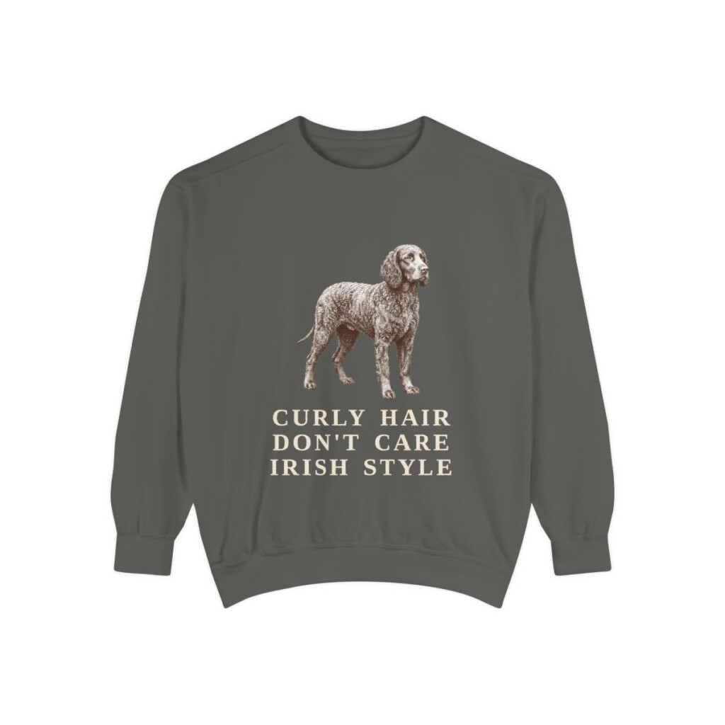 Irish Water Spaniel Humor Sweatshirt, Pepper, front view