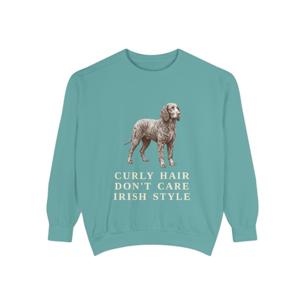 Irish Water Spaniel Humor Sweatshirt, Seafoam, front view