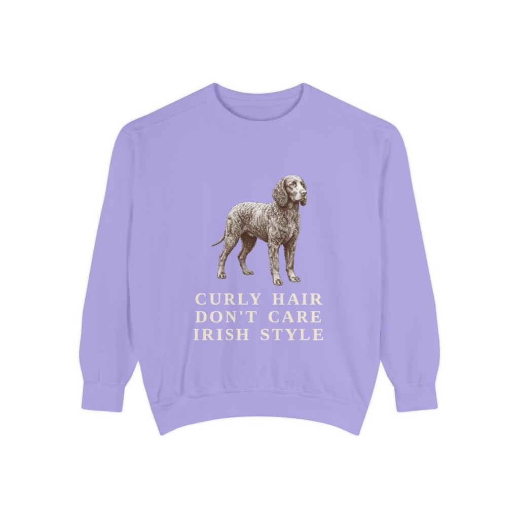 Irish Water Spaniel Humor Sweatshirt, Violet, front view