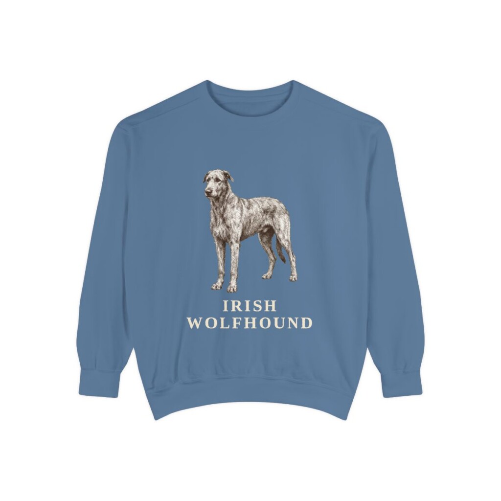 irish-wolfhound-sweatshirt-blue-jean Irish Wolfhound Sweatshirt, Blue Jean, front view