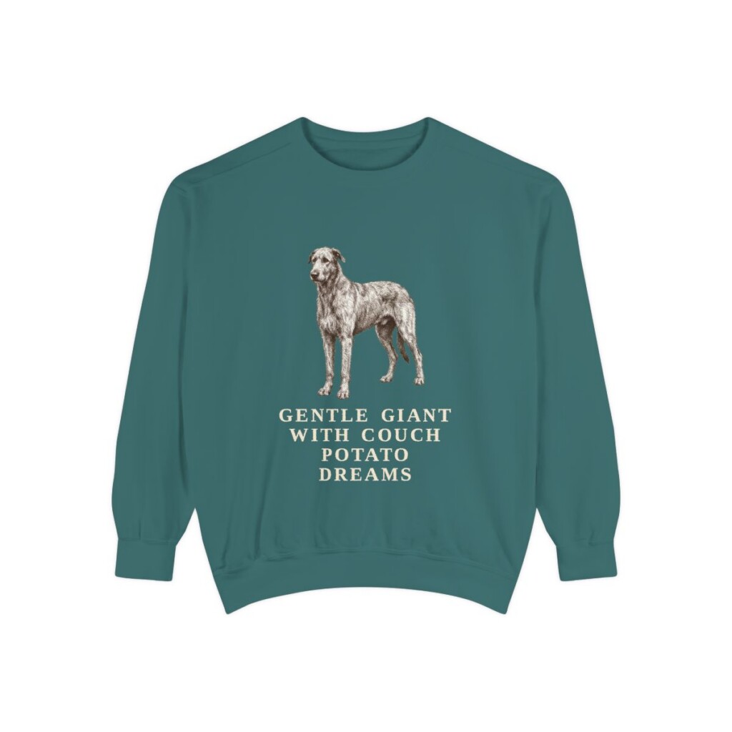Irish Wolfhound Humor Sweatshirt, Blue Spruce, front view