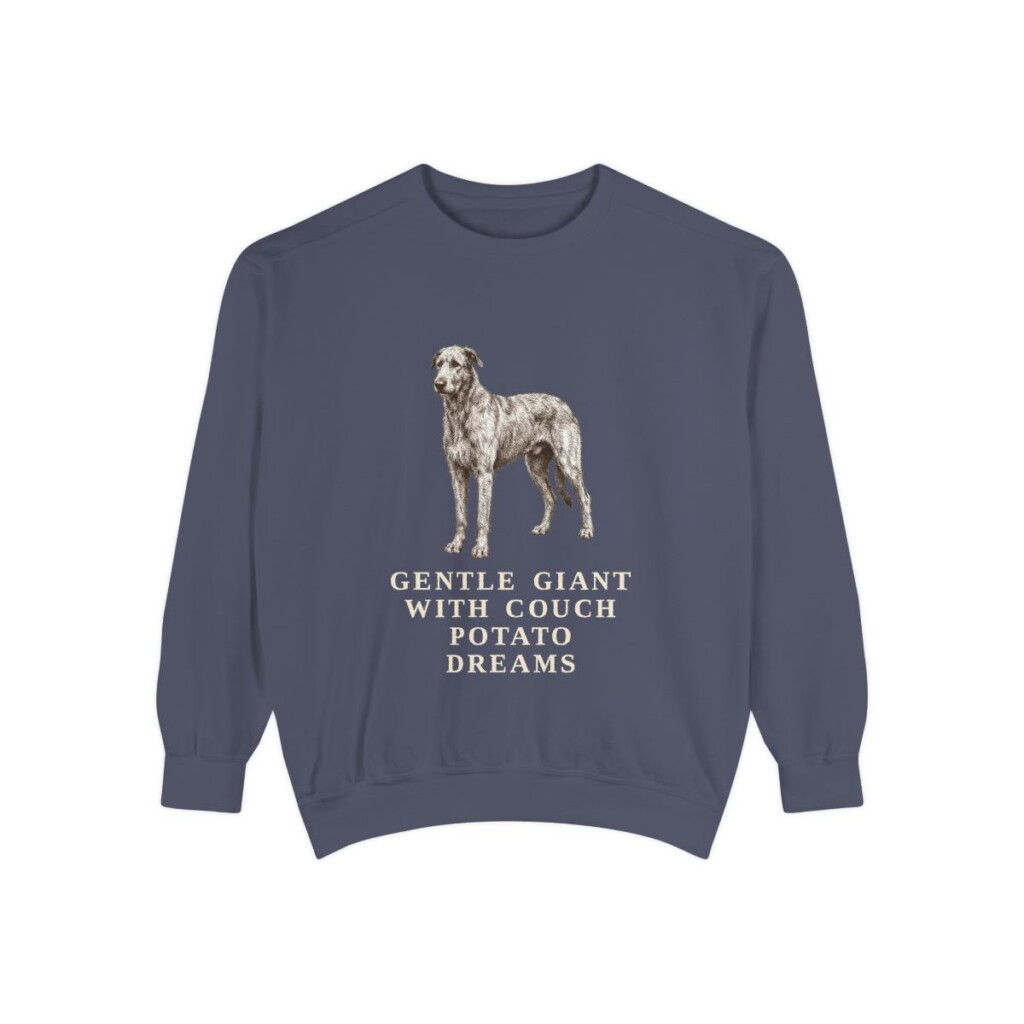 Irish Wolfhound Humor Sweatshirt, Denim, front view