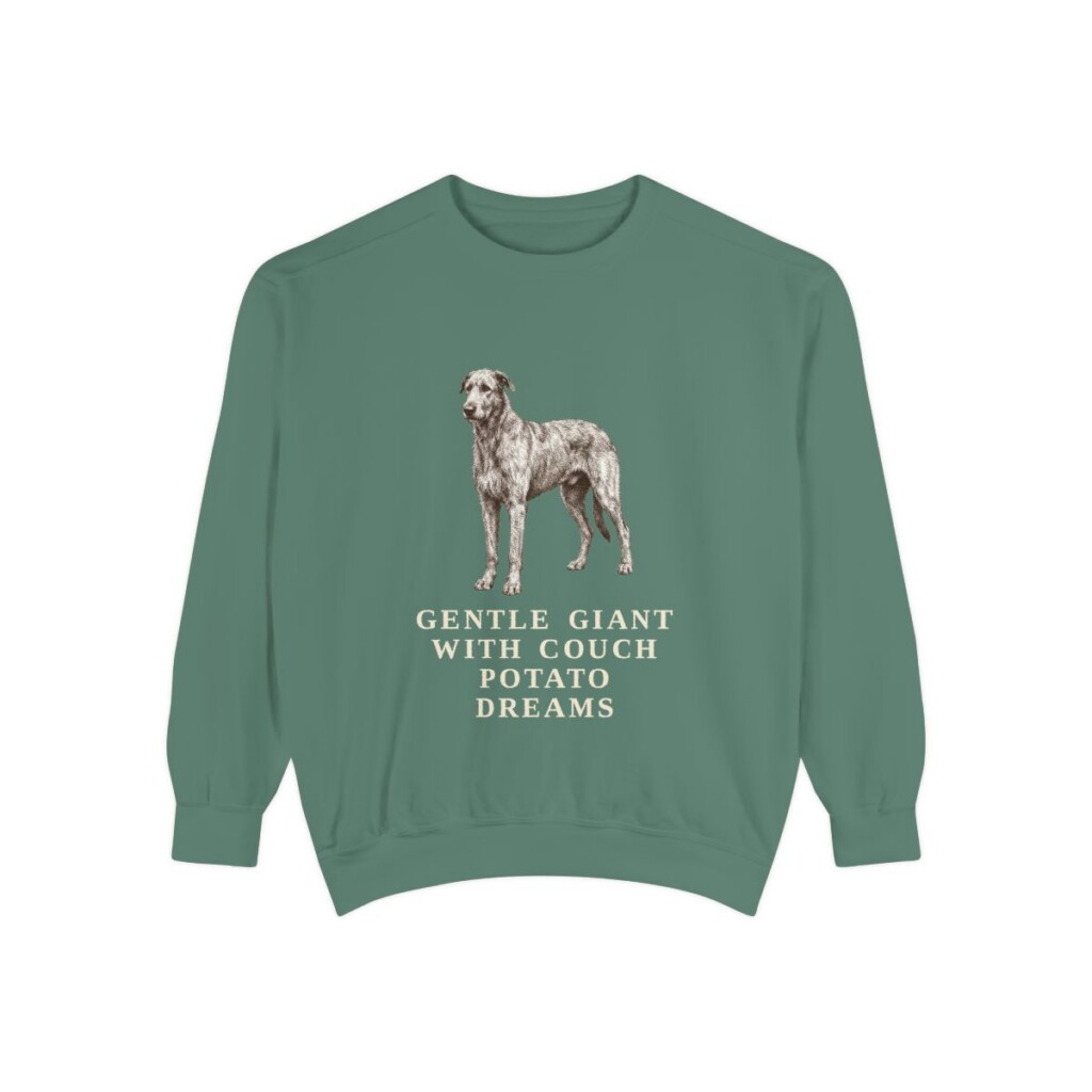 Irish Wolfhound Humor Sweatshirt, Light Green, front view