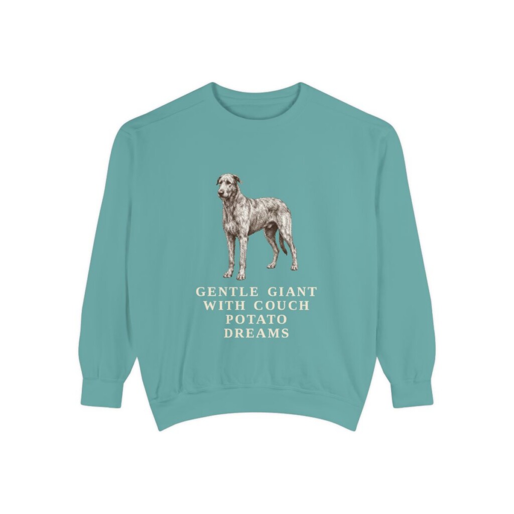 Irish Wolfhound Humor Sweatshirt, Seafoam, front view
