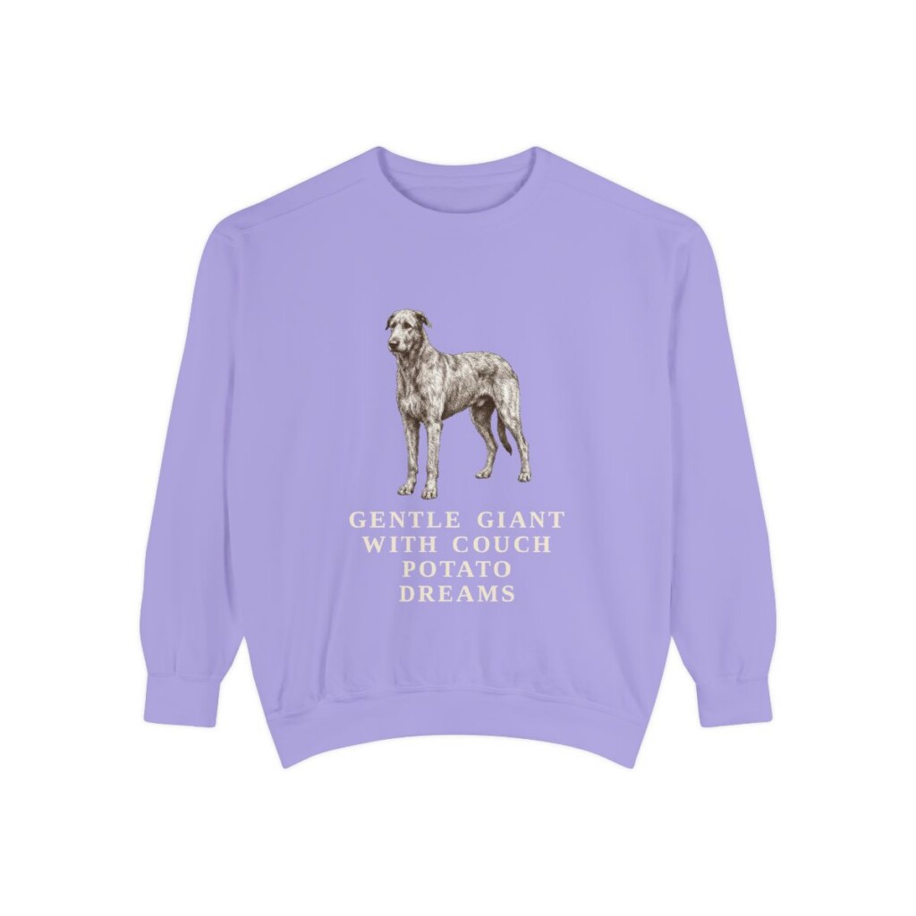Irish Wolfhound Humor Sweatshirt, Violet, front view
