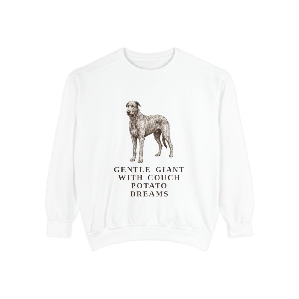 Irish Wolfhound Humor Sweatshirt, White, front view