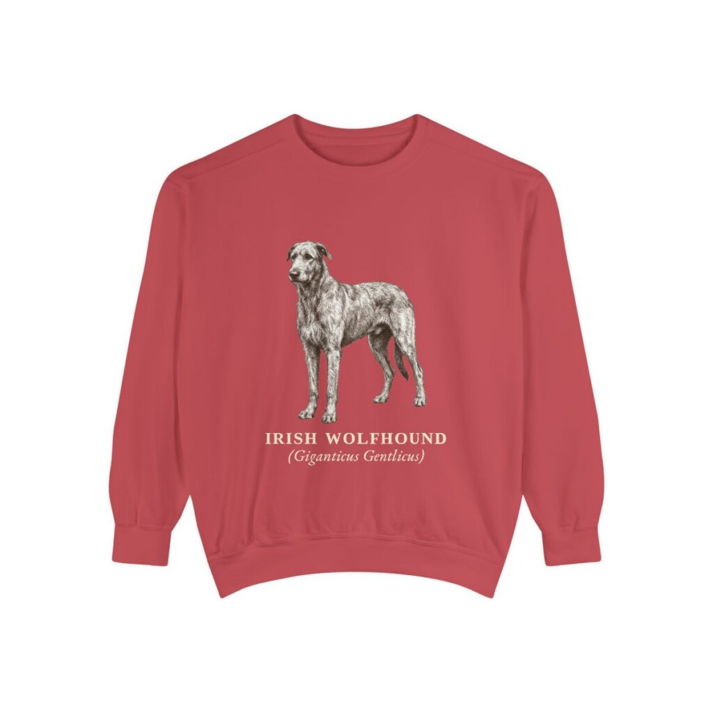 irish-wolfhound-sweatshirt-latin-crimson Irish Wolfhound Latin Sweatshirt, Crimson, front view
