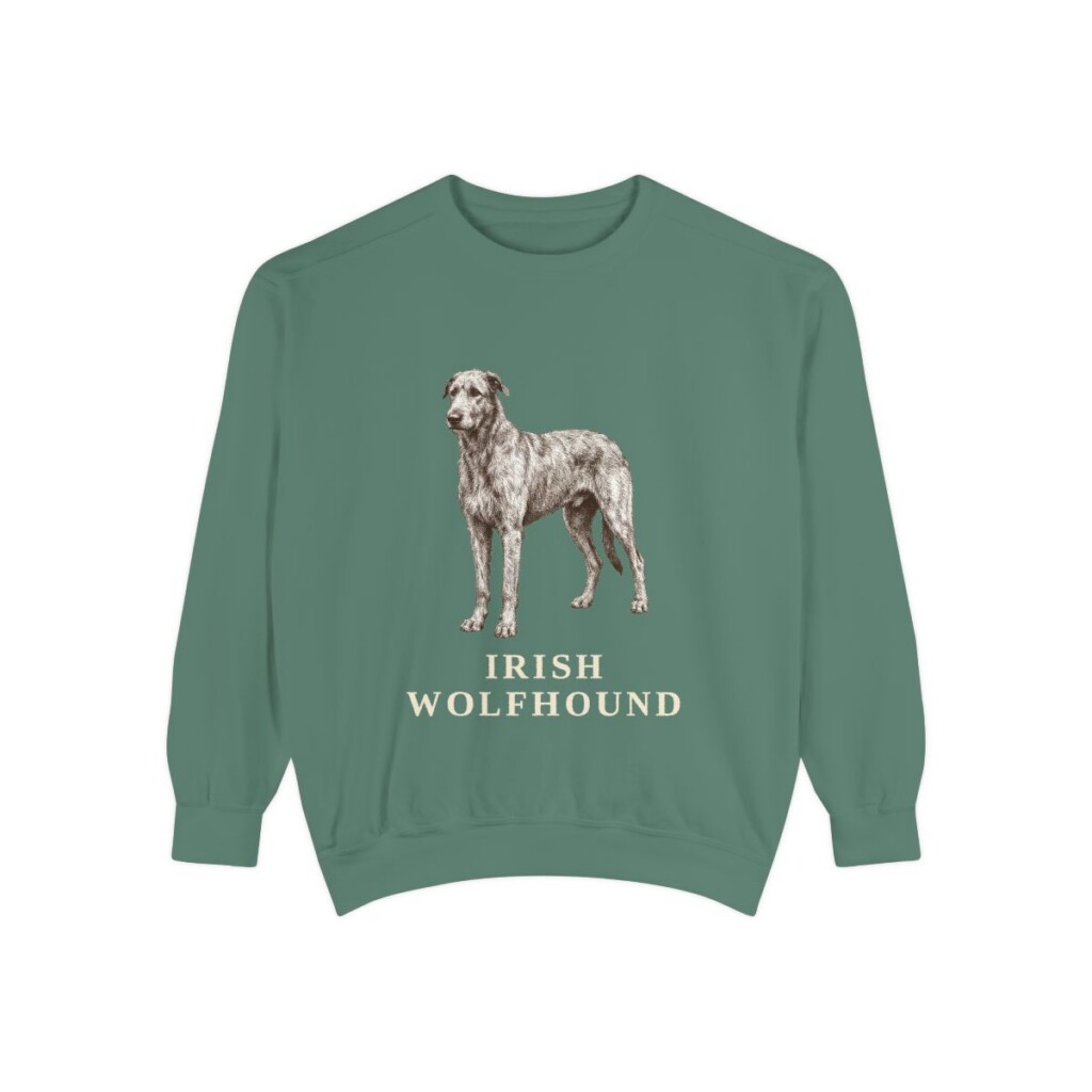 irish-wolfhound-sweatshirt-light-green Irish Wolfhound Sweatshirt, Light Green, front view