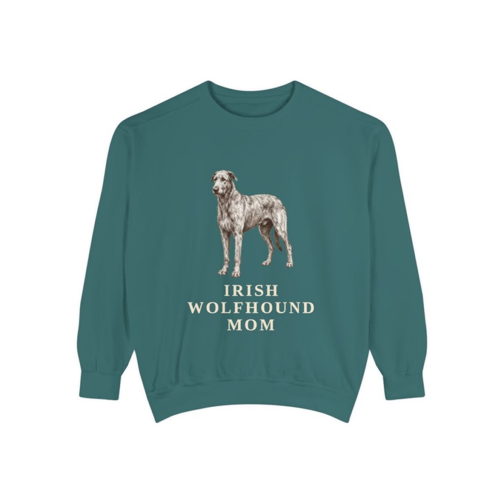 Irish Wolfhound Mom Sweatshirt, Blue Spruce, front view