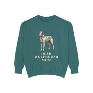 Irish Wolfhound Mom Sweatshirt, Blue Spruce, front view