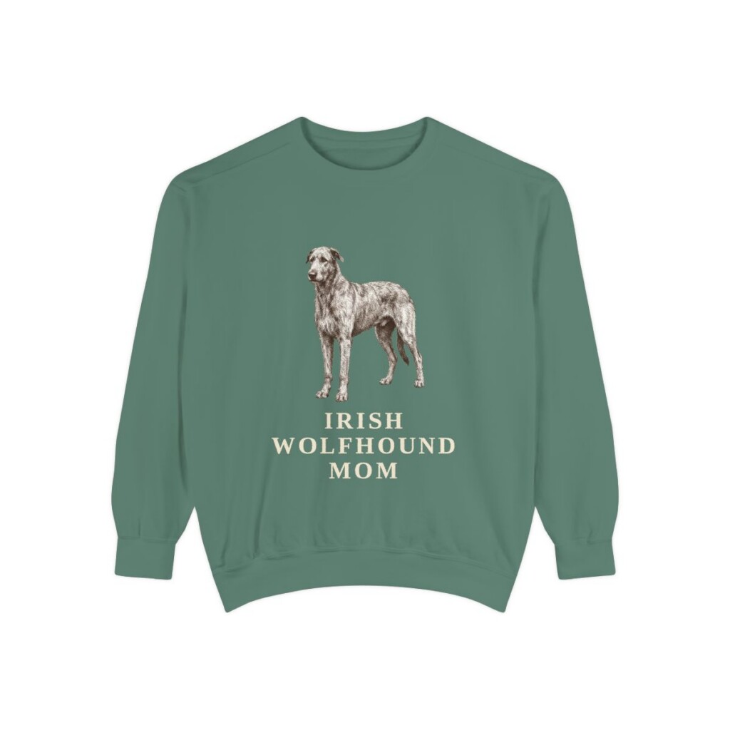 Irish Wolfhound Mom Sweatshirt, Light Green, front view