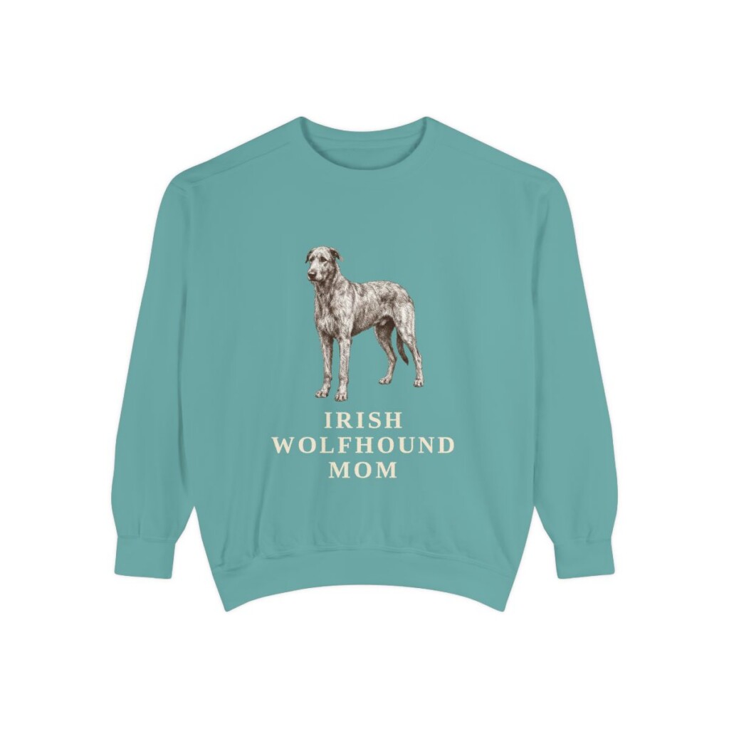 Irish Wolfhound Mom Sweatshirt, Seafoam, front view