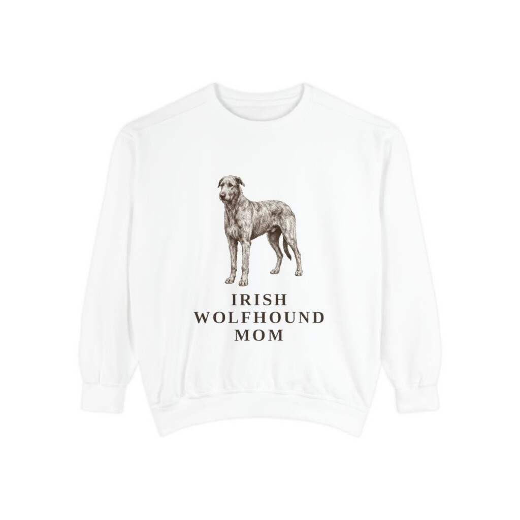 Irish Wolfhound Mom Sweatshirt, White, front view