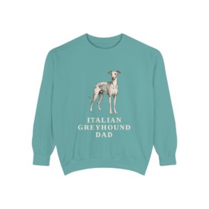 Italian Greyhound Dad Sweatshirt, Seafoam, front view