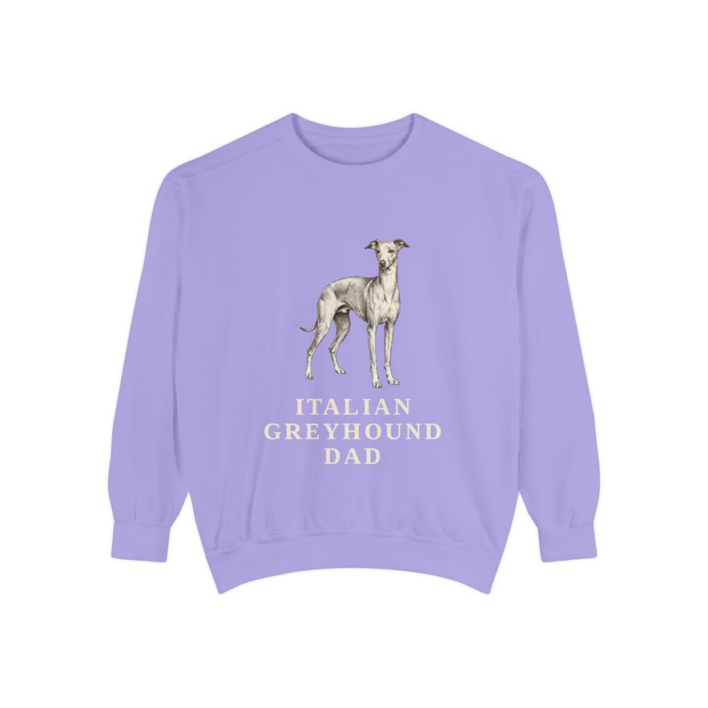 italian-greyhound-sweatshirt-dad-violet Italian Greyhound Dad Sweatshirt, Violet, front view