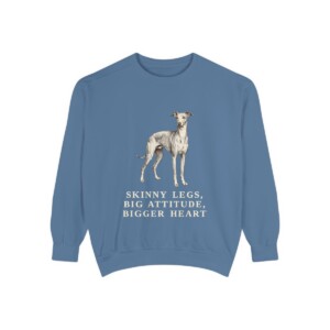 Italian Greyhound Humor Sweatshirt, Blue Jean, front view