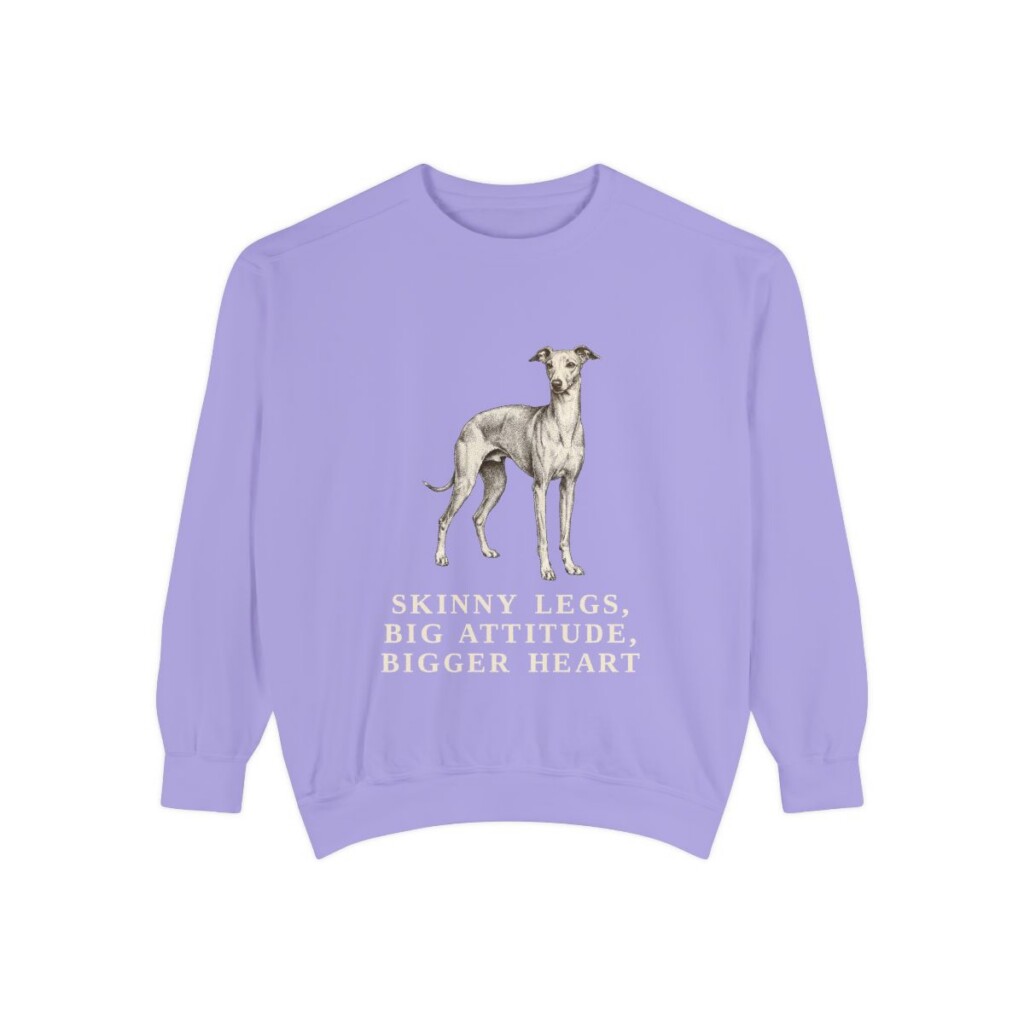Italian Greyhound Humor Sweatshirt, Violet, front view