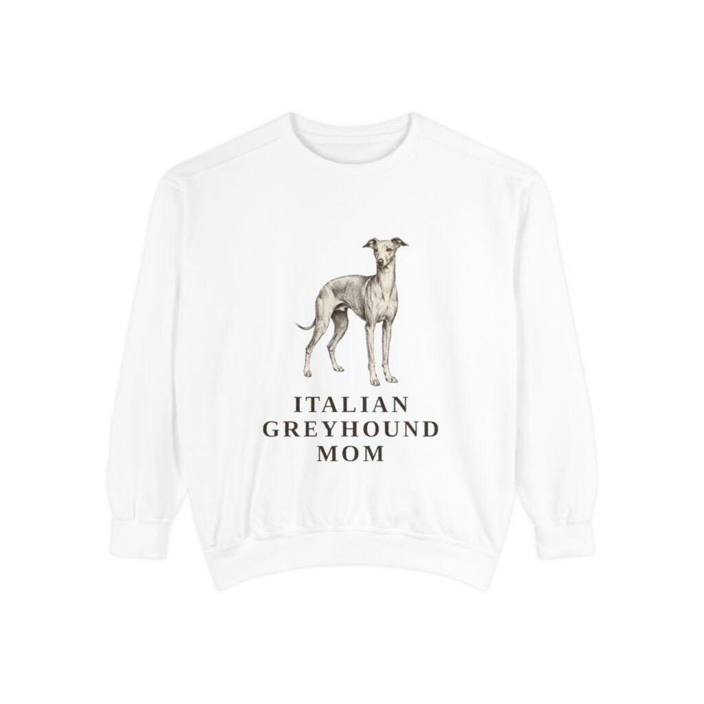 Italian Greyhound Mom Sweatshirt, White, front view