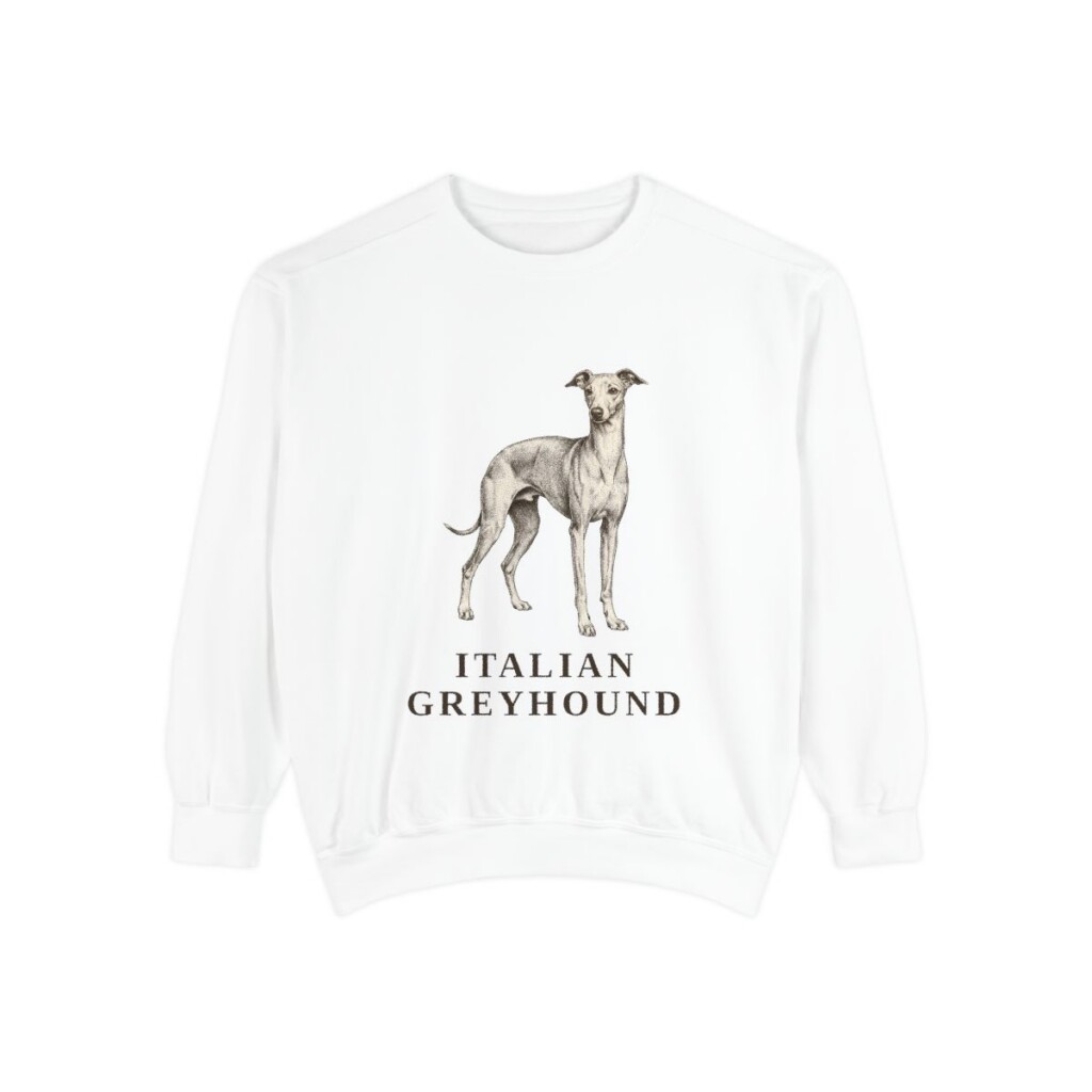 italian-greyhound-sweatshirt-white Italian Greyhound Sweatshirt, White, front view