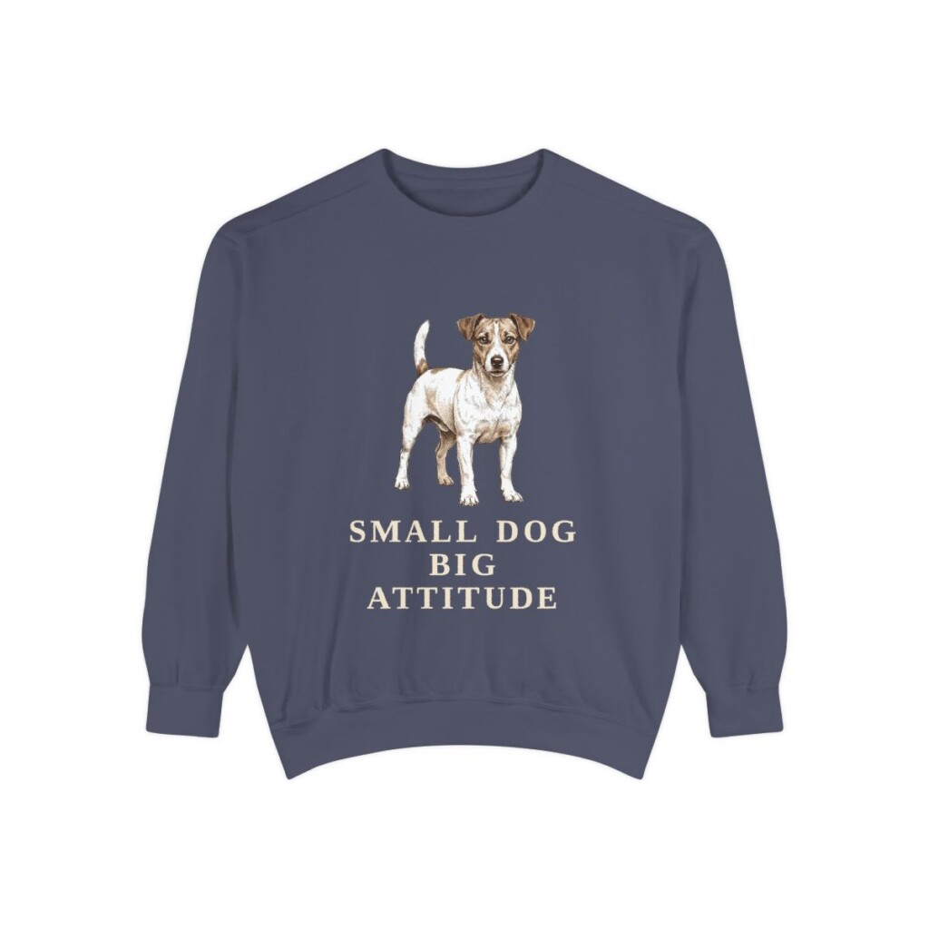 Jack Russell Terrier Humor Sweatshirt, Denim, front view