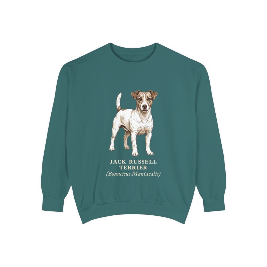 jack-russell-terrier-sweatshirt-latin-blue-spruce-1 Jack Russell Terrier Latin Sweatshirt, Blue Spruce, front view