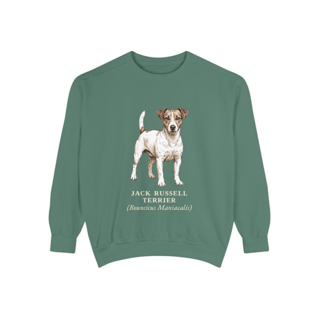 jack-russell-terrier-sweatshirt-latin-light-green-1 Jack Russell Terrier Latin Sweatshirt, Light Green, front view