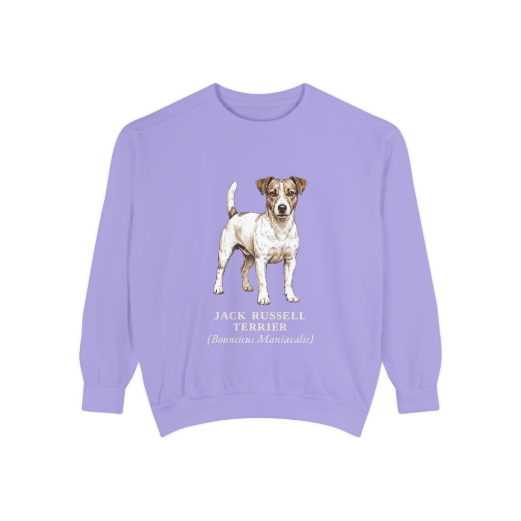 jack-russell-terrier-sweatshirt-latin-violet-1 Jack Russell Terrier Latin Sweatshirt, Violet, front view