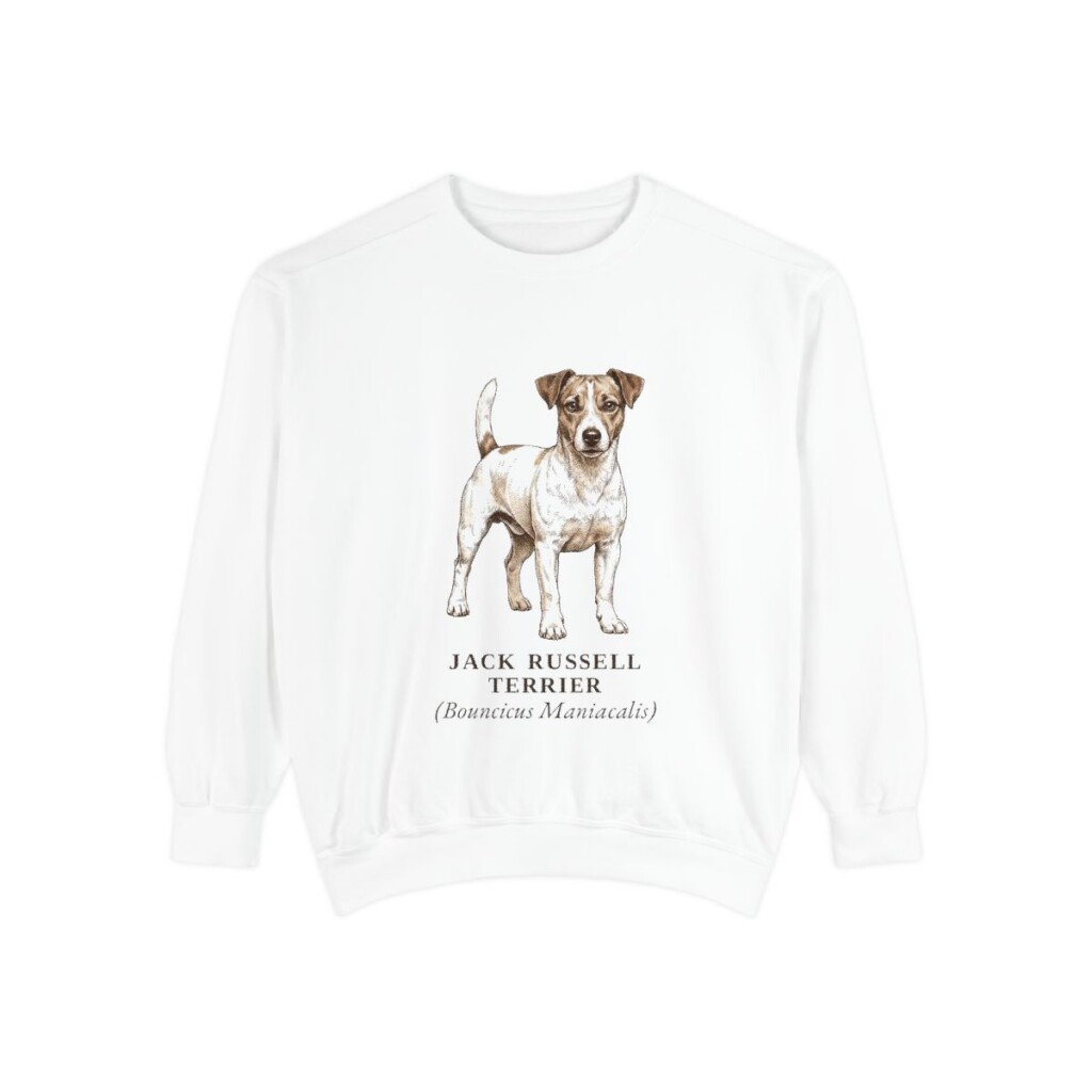 jack-russell-terrier-sweatshirt-latin-white-1 Jack Russell Terrier Latin Sweatshirt, White, front view